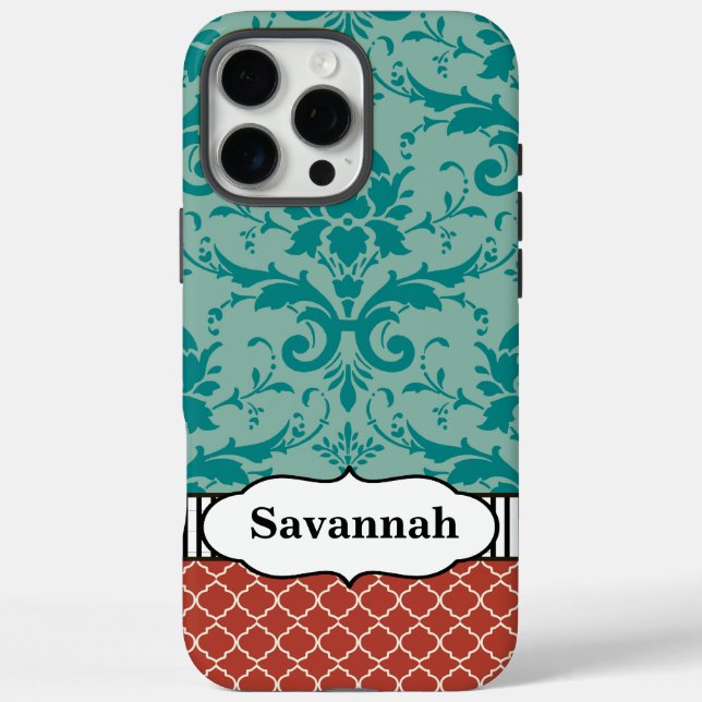 Aqua Orange Turquoise Moroccan Personalised iPhone Case-Mate iPhone Case (Back)