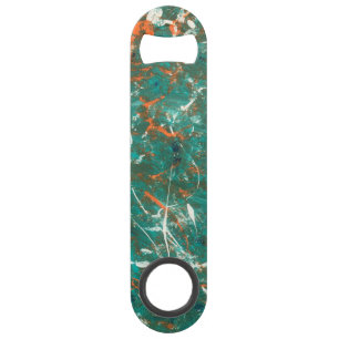 Aqua Orange White Stainless Steel Bottle Opener