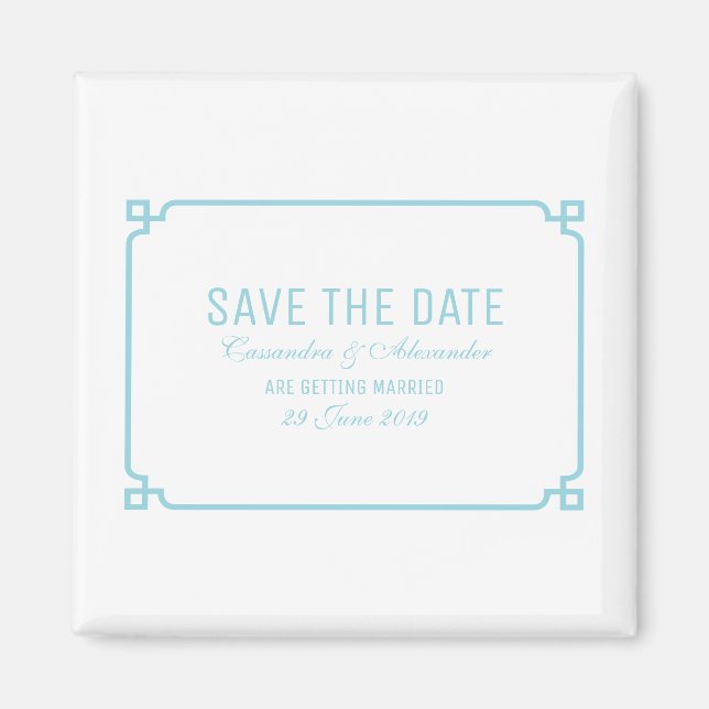 Aqua Paradise Deco Chic Save the Date Magnet (Front)