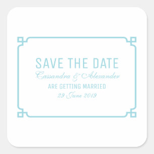 Aqua Paradise Deco Chic Save the Date Square Sticker