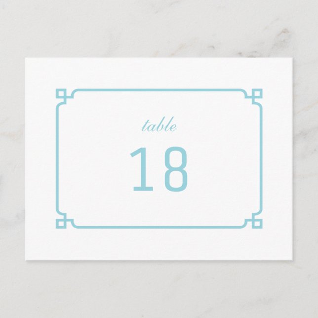 Aqua Paradise Deco Chic Table Number Postcard (Front)