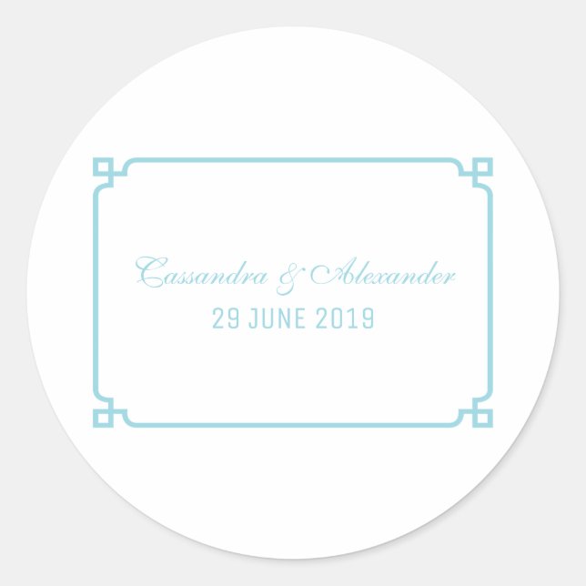 Aqua Paradise Deco Chic Wedding Classic Round Sticker (Front)