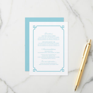 Aqua Paradise Deco Chic Wedding Info Card