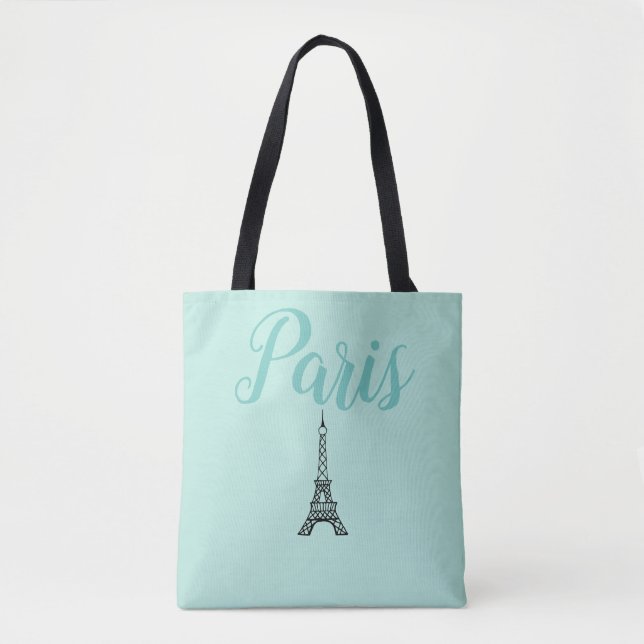  Aqua Paris Eiffel Tower Tote Bag (Front)