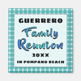 Aqua Pattern Keepsake Souvenir Family Reunion Gift Magnet