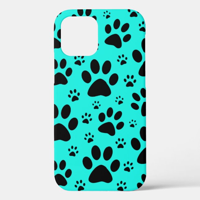 Aqua Paw print phone case, make in any colour! Case-Mate iPhone Case (Back)
