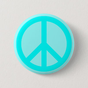 Aqua Peace Symbol 6 Cm Round Badge