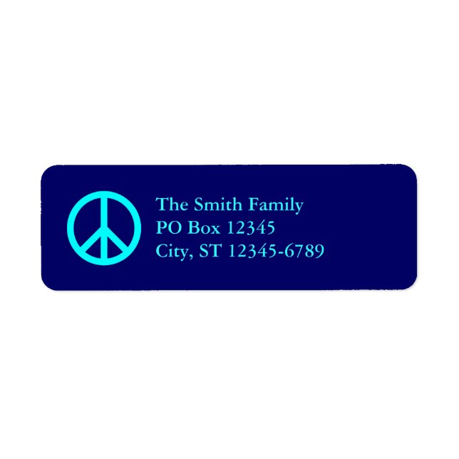 Aqua Peace Symbol Address Labels (Front)