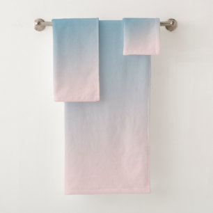 Aqua Peach Blush Ombre Bath Towel Set