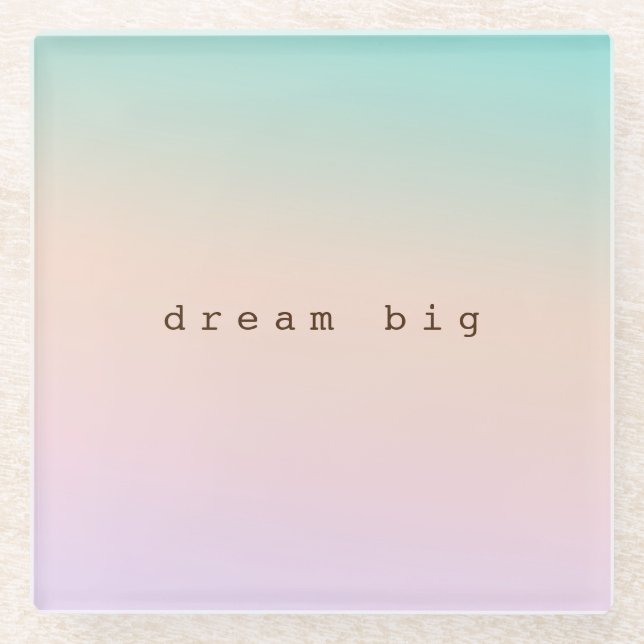 Aqua Peach Purple Pink Tie Dye Ombre personalised Glass Coaster (Front)