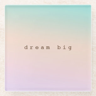 Aqua Peach Purple Pink Tie Dye Ombre personalized Glass Coaster