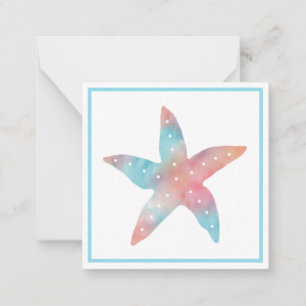Aqua Peach Watercolor Starfish Card