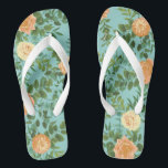 Aqua Peach Wedding Floral Roses Flip Flops<br><div class="desc">Beautiful Peach & Aqua peony & rose floral wedding invitations with abundant greenery and elegant and beautiful.  Perfect vintage look for a floral theme or traditional white wedding in the Spring or Summer.</div>