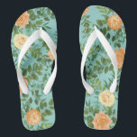 Aqua Peach Wedding Floral Roses Flip Flops<br><div class="desc">Beautiful Peach & Aqua peony & rose floral wedding invitations with abundant greenery and elegant and beautiful.  Perfect vintage look for a floral theme or traditional white wedding in the Spring or Summer.</div>