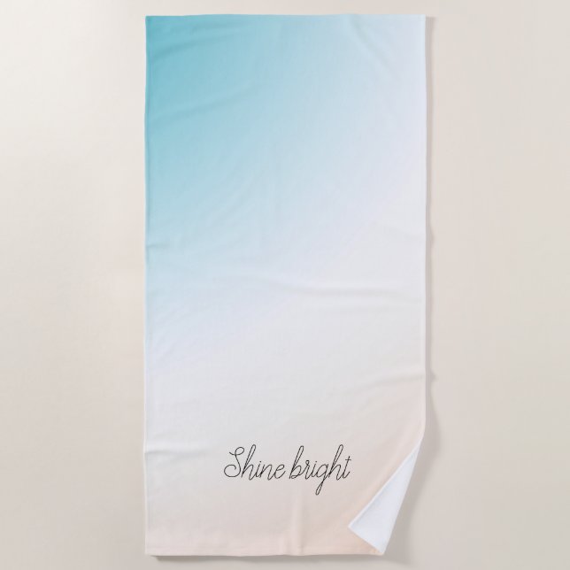  Aqua Peach White Ombre   Beach Towel (Front)