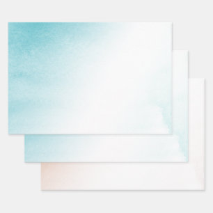 Aqua Peach White Ombre Bridal Shower Wrapping Paper Sheet