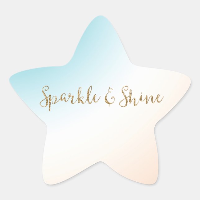  Aqua Peach White Ombre Gold Glitter Sparkle     Star Sticker (Front)