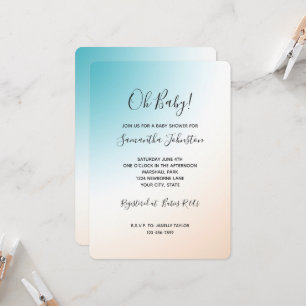 Aqua Peach White Ombre Invitation