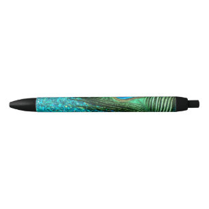 Aqua Peacock Black Ink Pen