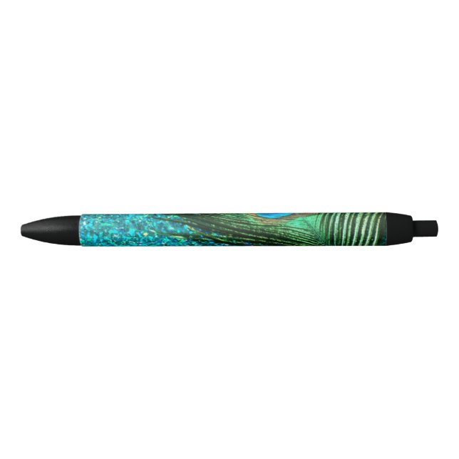 Aqua Peacock Black Ink Pen (Front)