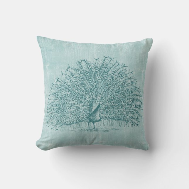 Aqua Peacock Cushion (Front)