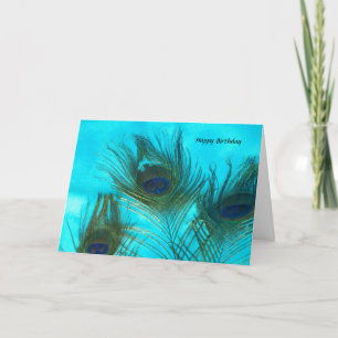 Aqua Peacock Feathers Card