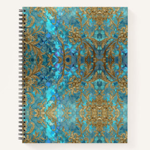 Aqua Pearlescent & Gold Mermaid Scale Pattern Notebook