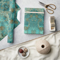 Aqua Pearlescent & Gold Mermaid Scale Pattern