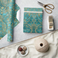 Aqua Pearlescent & Gold Mermaid Scale Pattern