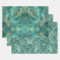 Aqua Pearlescent & Gold Mermaid Scale Pattern