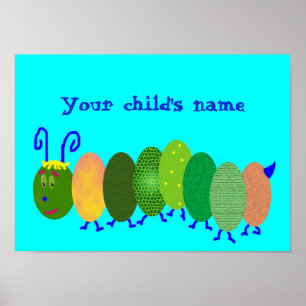 Aqua Personalised Caterpillar Poster