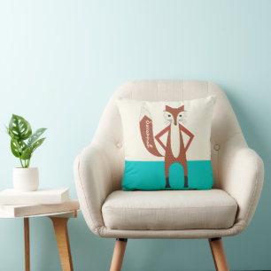 Aqua Personalised Stylised Fox Pillow