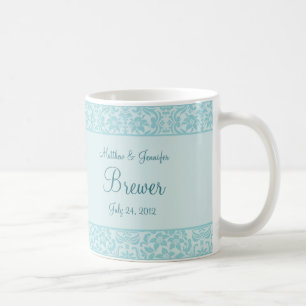 Aqua Personalised Wedding Gift Mug w/ Custom Text