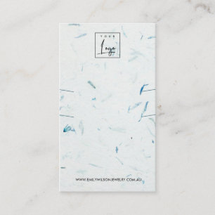 AQUA PETAL HANDMADE PAPER LONG NECKLACE DISPLAY BUSINESS CARD