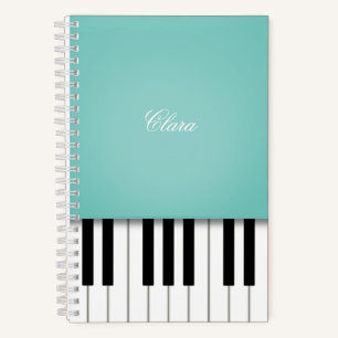 Aqua Piano Music Keyboard Personalised Notebook