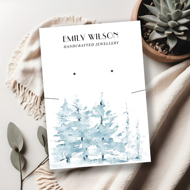 AQUA PINE TREE FOREST NECKLACE EARRING DISPLAY BUSINESS CARD (Creator Uploaded)