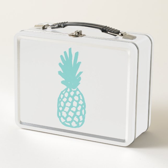 Aqua Pineapple Metal Lunch Box (Front)