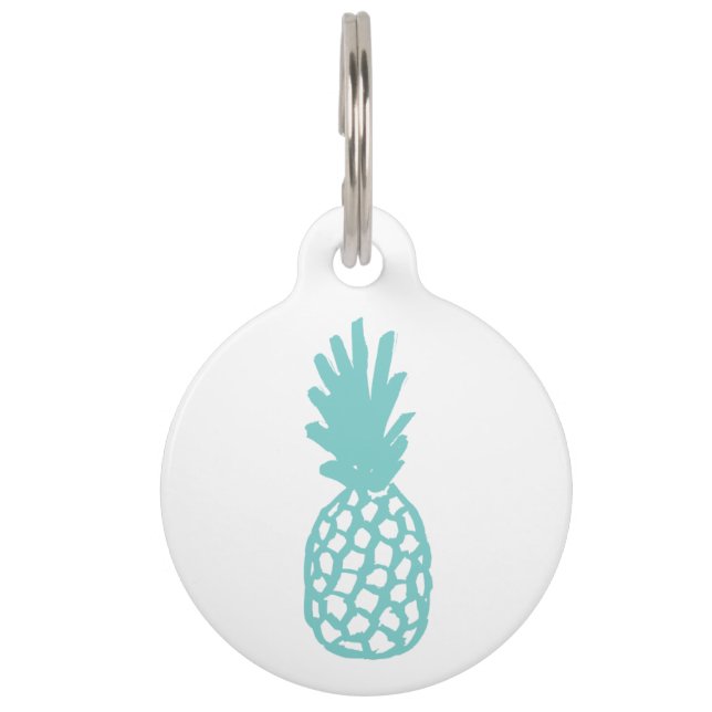 Aqua Pineapple Pet Tag (Front)