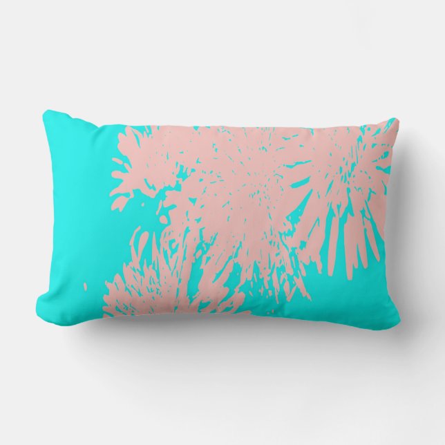 Aqua Pink  Absract Flower Abstract Throw pillow (Front)