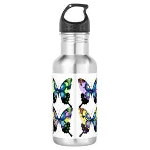Aqua, Pink, and Yellow - Elegant Butterflies 532 Ml Water Bottle