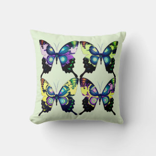 Aqua, Pink, and Yellow -  Elegant Butterflies Cushion