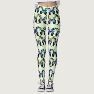 Aqua, Pink, and Yellow -  Elegant Butterflies Leggings