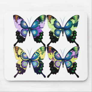 Aqua, Pink, and Yellow -  Elegant Butterflies Mouse Mat