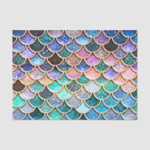 Aqua Pink Mermaid Glitter Scales- Mermaid Scales Tissue Paper