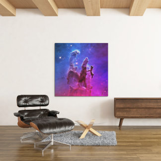 Aqua Pink Ombre Pillars of Creation Large Square Canvas Print