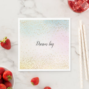 Aqua Pink Yellow Gold Confetti Napkin
