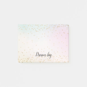 Aqua Pink Yellow Gold Confetti Post-it Notes
