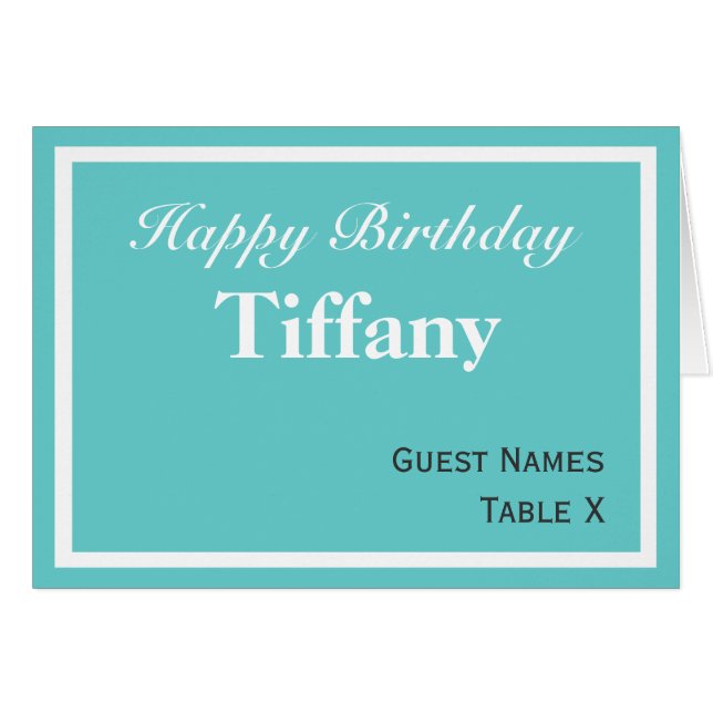 Aqua Place Card - Customisable (Front Horizontal)