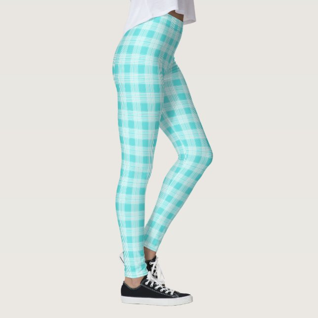 Aqua Plaid Leggings (Right)