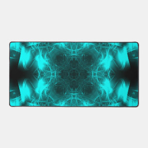 Aqua Plasma Symmetry Fractal Art Desk Mat